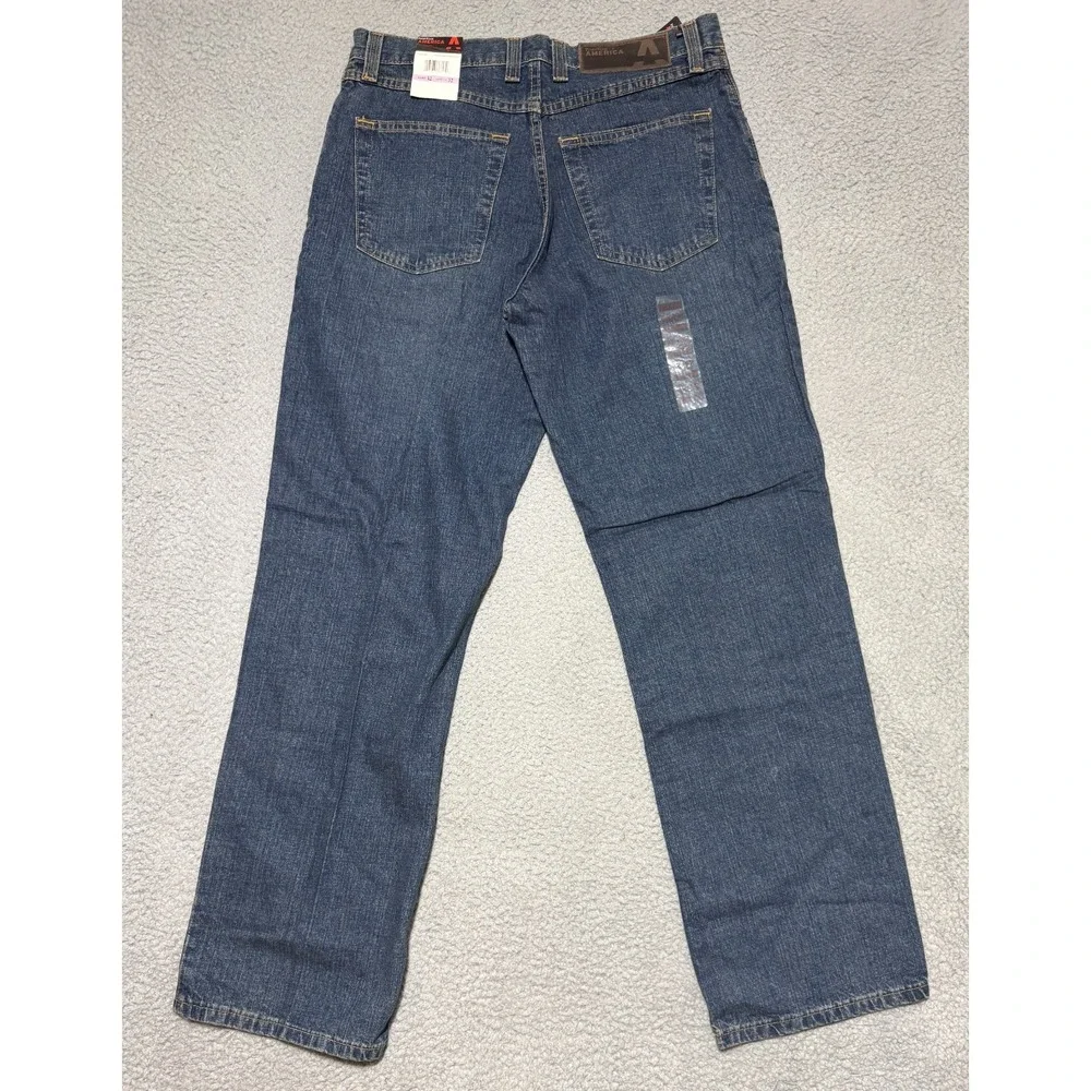 NEW Perry Ellis America 429 Medium Stone Wash Straight Leg jeans Mens 32 x 32